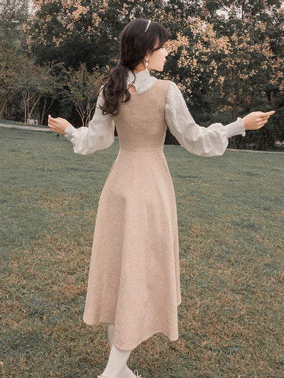 Conjunto Elegante de Blusa con Mangas Farol y Falda Chaleco de Lana - Inspiración Francesa - Image 3
