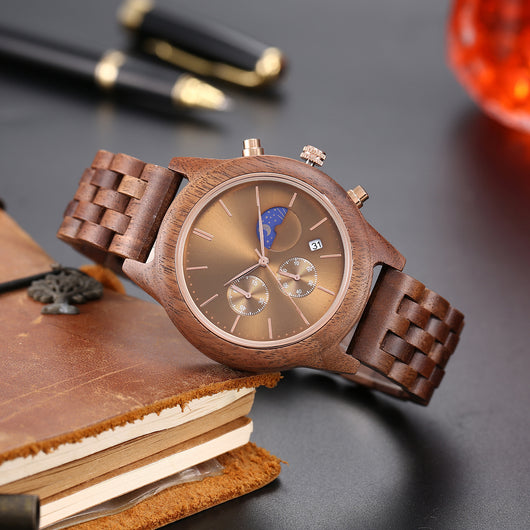 Reloj de Cuarzo para Hombre con Correa de Madera Natural - Image 9