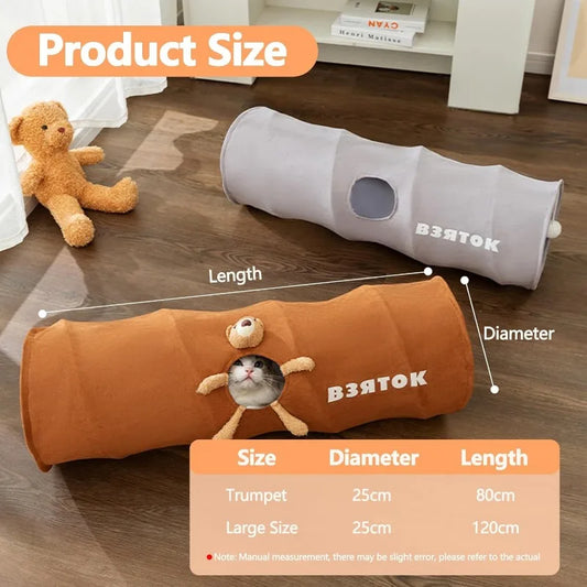 Túnel Felino Plegable con Bola de Peluche - Juguete Interactivo para Gatos de Interior - Image 2