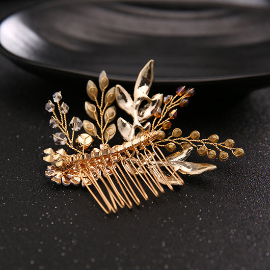 Diadema Artesanal de Hoja de Oro para Novia - Image 15