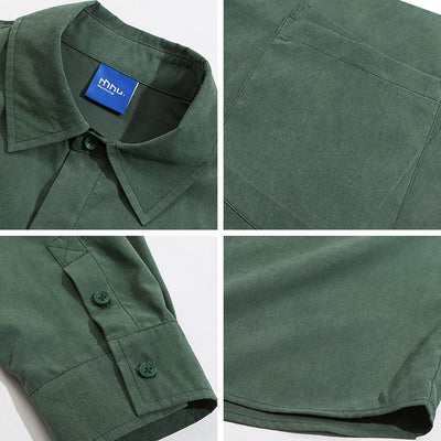 Camisa Casual de Manga Larga en Colores Sólidos para Hombre - Image 2