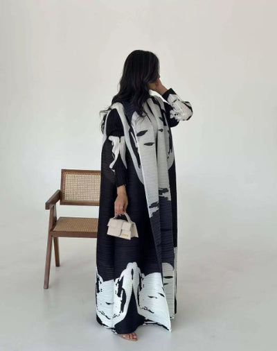 Cardigan Chal Estampado con Pliegues para Mujer - Image 9