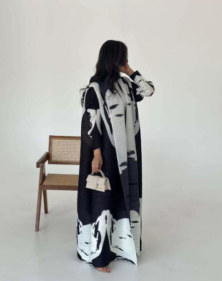 Cardigan Chal Estampado con Pliegues para Mujer - Image 9