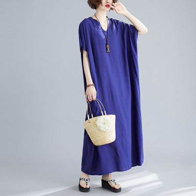 Vestido Bohemio Talla Grande para Mujer - Algodón Puro Cuello V - Image 8