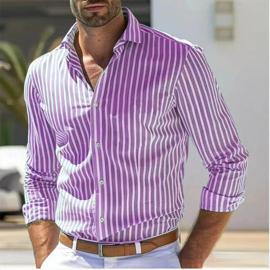 Camisa Manga Larga a Rayas Slim Fit para Hombre - Image 3