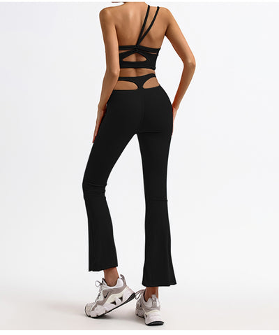 Pantalones Deportivos Acampanados de Cintura Alta con Detalle Calado - Image 2
