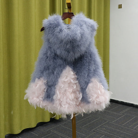 Chaleco de Plumas de Avestruz con Encaje - Elegancia Sofisticada - Image 8