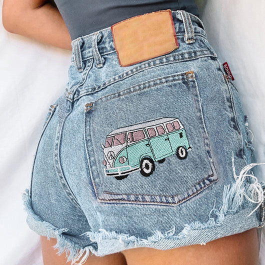 Shorts de Mezclilla Talle Alto con Efecto Desgastado - Image 8