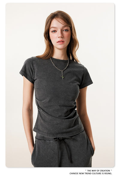 Camiseta Americana de Cintura Fruncida con Efecto Reductor - Image 22