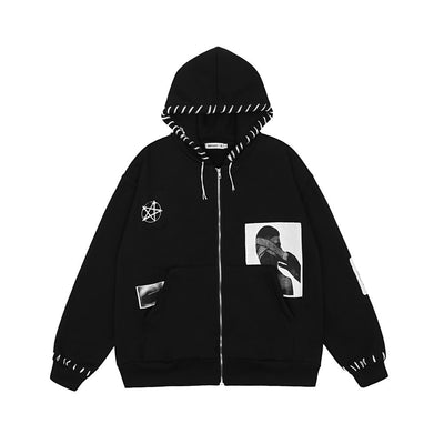 Sudadera Estampada Diablo con Capucha Cosida a Mano - Image 11