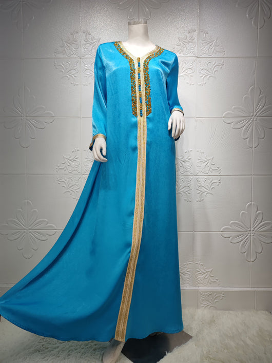 Abaya Elegante con Encaje de Diamantes y Cinta Brillante Estilo Dubai - Image 20