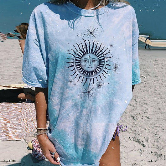 Camiseta Suelta con Estampado Tie-dye Multicolor - Image 8