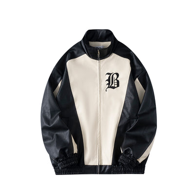 Chaqueta de Cuero con Patchwork Contrastante y Detalles Bordados - Image 14