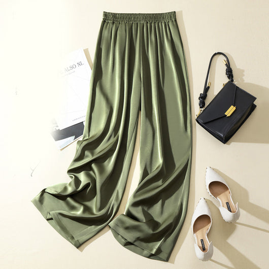 Pantalones Rectos de Acetato y Seda Satinada en Colores Lisos - Image 3