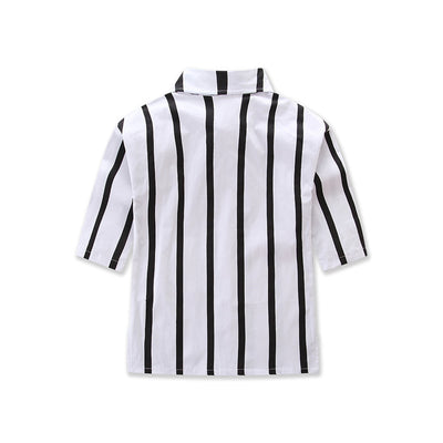 Camisa de Manga Larga a Rayas Verticales Blancas y Negras - Image 6
