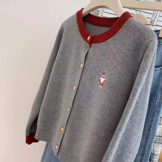 Suéter Base Navideño Rojo en Cashmere Tejido para Invierno - Image 3