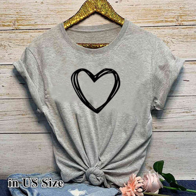 Camiseta Mujer Estampado Corazón Manga Corta Suelta Casual Verano - Image 12