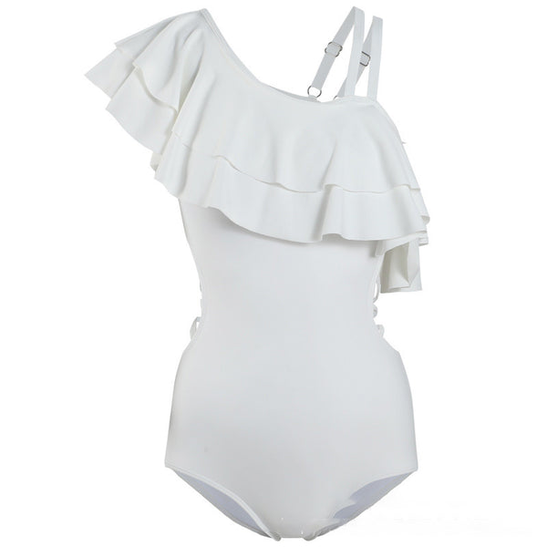 Traje de Baño Enterizo con Volantes y Hombros Descubiertos para Termas - Image 5