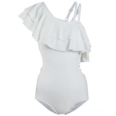 Traje de Baño Enterizo con Volantes y Hombros Descubiertos para Termas - Image 5