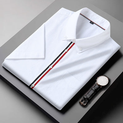 Camisa Oxford Casual a Rayas con Contraste de Colores para Hombre - Image 6