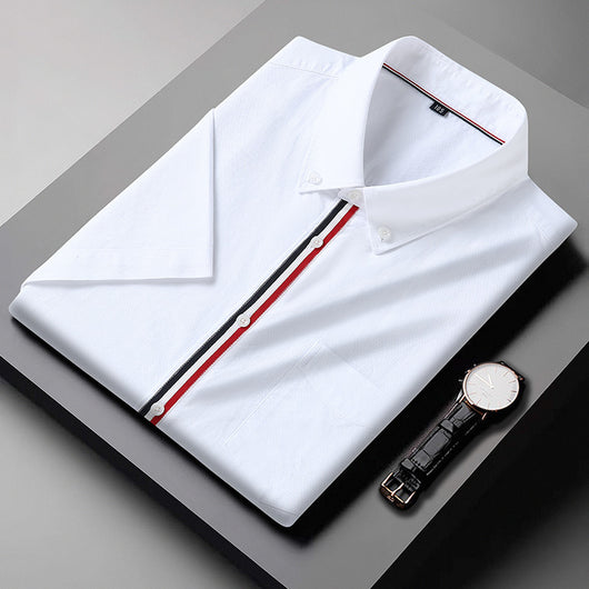 Camisa Oxford Casual a Rayas con Contraste de Colores para Hombre - Image 6