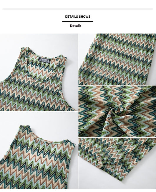 Chaleco Casual Retro para Hombre con Rayas de Contraste en Colores Degradados - Image 14