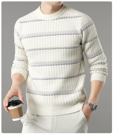 Suéter Grueso de Cuello Redondo para Hombre con Forro Polar y Textura de Visón Sintético - Image 18