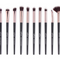 Set de 12 Brochas de Maquillaje Profesional - Sombras, Iluminador y Cejas