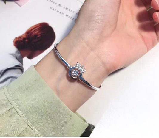 Pulsera de Plata 925 Corazón Corona Elegante