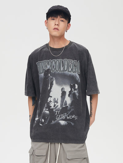 Camiseta Vintage Estampada Lavada para Hombre - Image 9