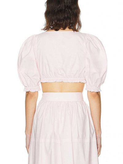Conjunto Crop Top con Mangas Abullonadas y Falda Cintura Alta - Image 3