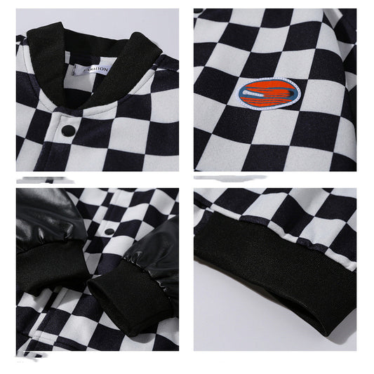 Chamarra de Béisbol Estilo Retro con Costuras a Cuadros para Hombre - Image 2