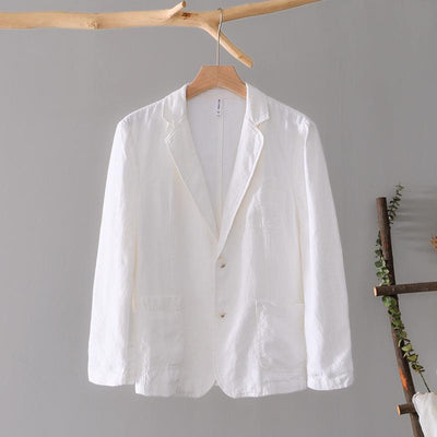 Blazer Lino Suelto Artístico Solapa Clásica Elegante - Image 3