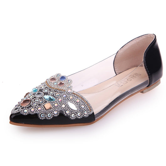 Sandalias Planas con Strass Elegantes y Transpirables de Punta Aguda - Image 4