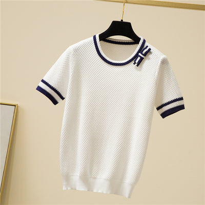 Suéter de Seda de Hielo Tejido para Mujer - Pullover Holgado y Transpirable - Image 17