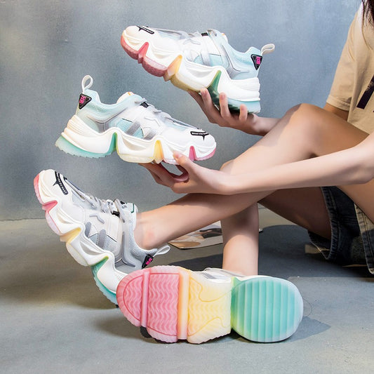 Zapatos Deportivos Mujer con Suela Arcoíris