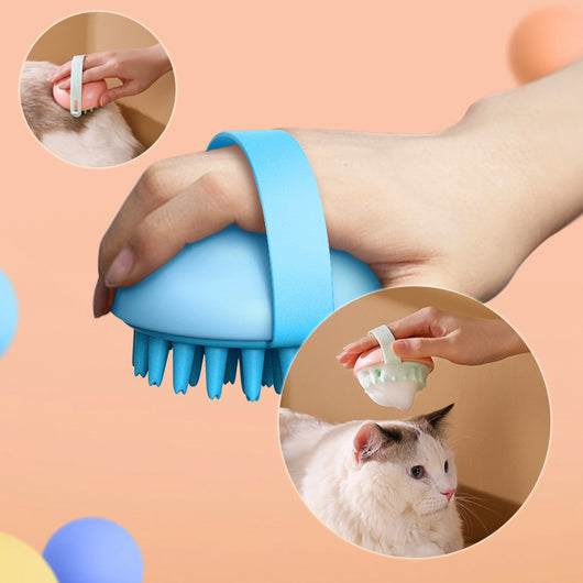 Cepillo Masajeador de Silicona para Baño de Perros y Gatos