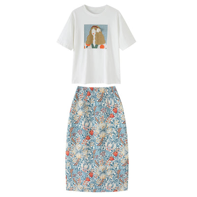 Conjunto de Dos Piezas: Blusa Floral y Falda para Verano - Image 9