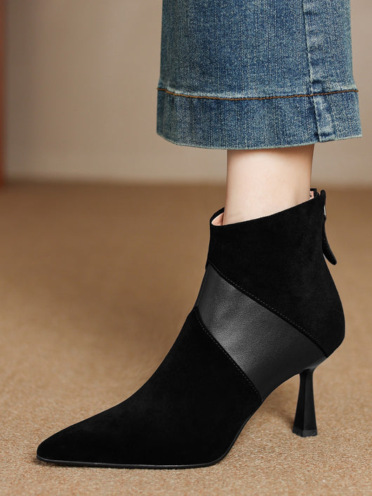 Botines Cortos Bicolor con Cuero Genuino y Tacón Fino - Image 16