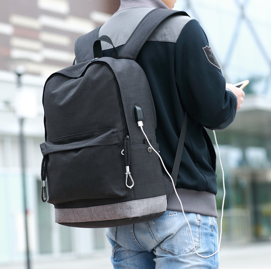 Mochila Universitaria con Carga USB - Bolsa para Laptop Estilo Coreano en Tela Oxford
