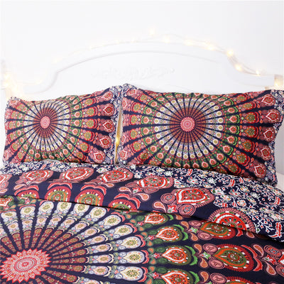 Juego de Cama Boho Floral Rojo y Blanco - Set Completo de 4 Piezas - Image 3