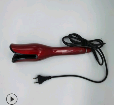 Black automatic curling iron with a digital temperature display and control buttons, featuring a curved barrel and swivel cord. - Image 10