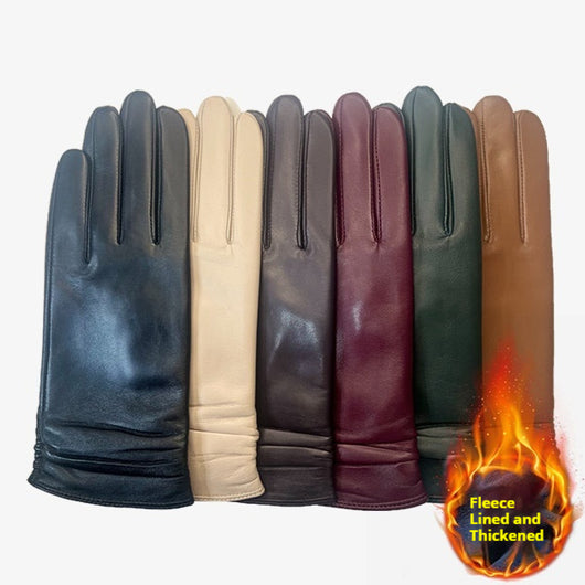 Guantes de Piel de Oveja para Mujer con Pantalla Táctil