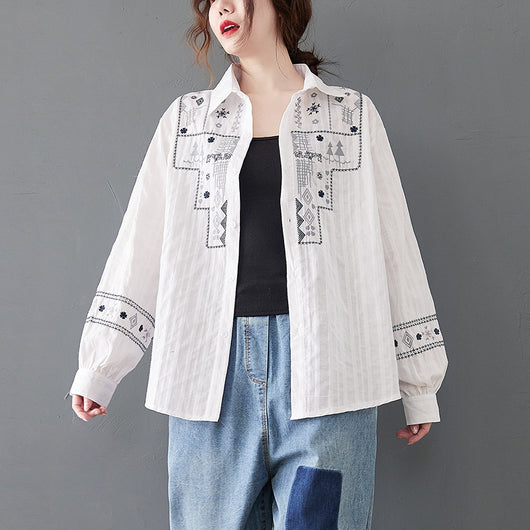 Blusa Holgada de Manga Larga para Mujer Talla Grande - Image 9