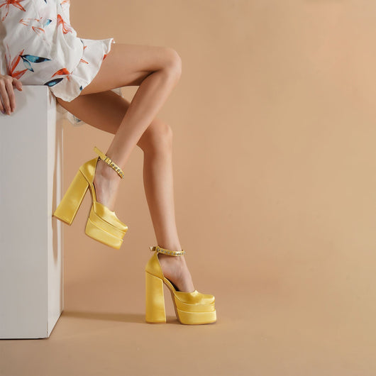 Tacones Plataforma 14cm con Brillantes Cristal