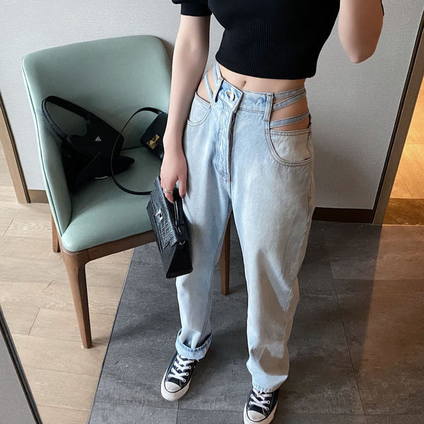 Jeans con Cintura Recortada