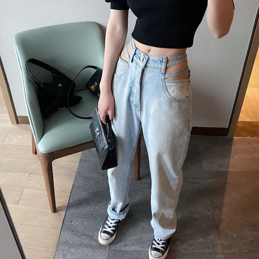 Jeans con Cintura Recortada