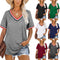 Camiseta Rayas V Cuello Corte Europeo Americano