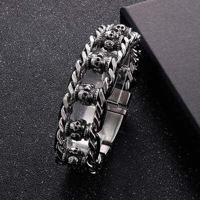 Pulsera de Acero Inoxidable Calavera Retro para Halloween - Image 10