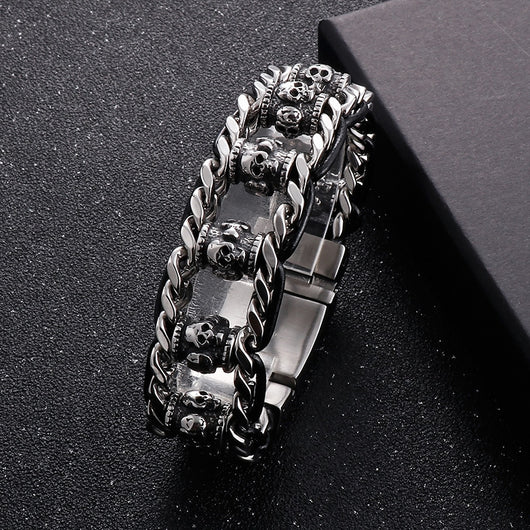 Pulsera de Acero Inoxidable Calavera Retro para Halloween - Image 10